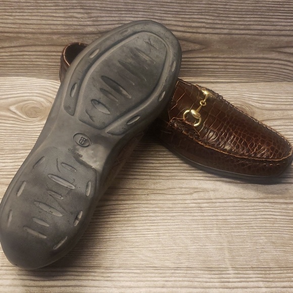 Allen Edmonds Grand Cayman  horsebit brown embosed croc mens shoes size …